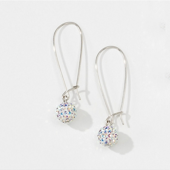 New Touchstone Crystal by Swarovski Crystal Aurore Boreale Pavé Ball Earrings - Picture 1 of 1